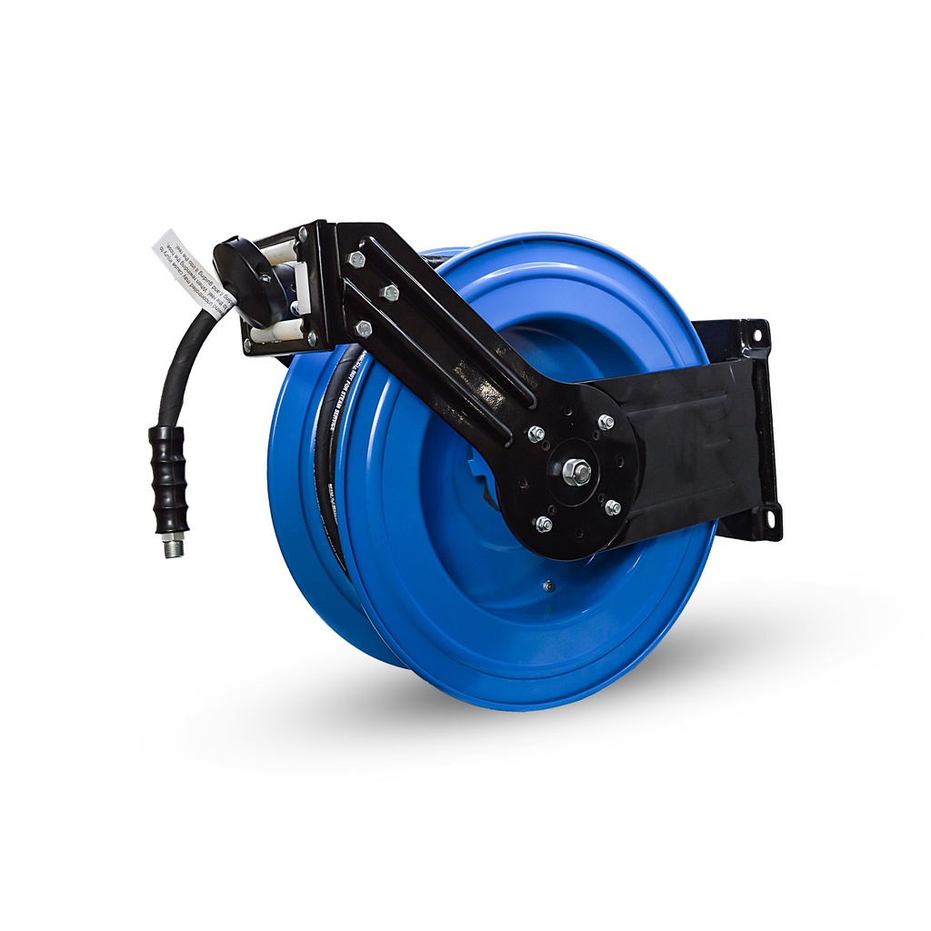 Blushield Rubber Pressure Washer Reel dual arm 10mm x 30mtr outlet 3/8" M-BSP & reel inlet 3/8" M-BSP