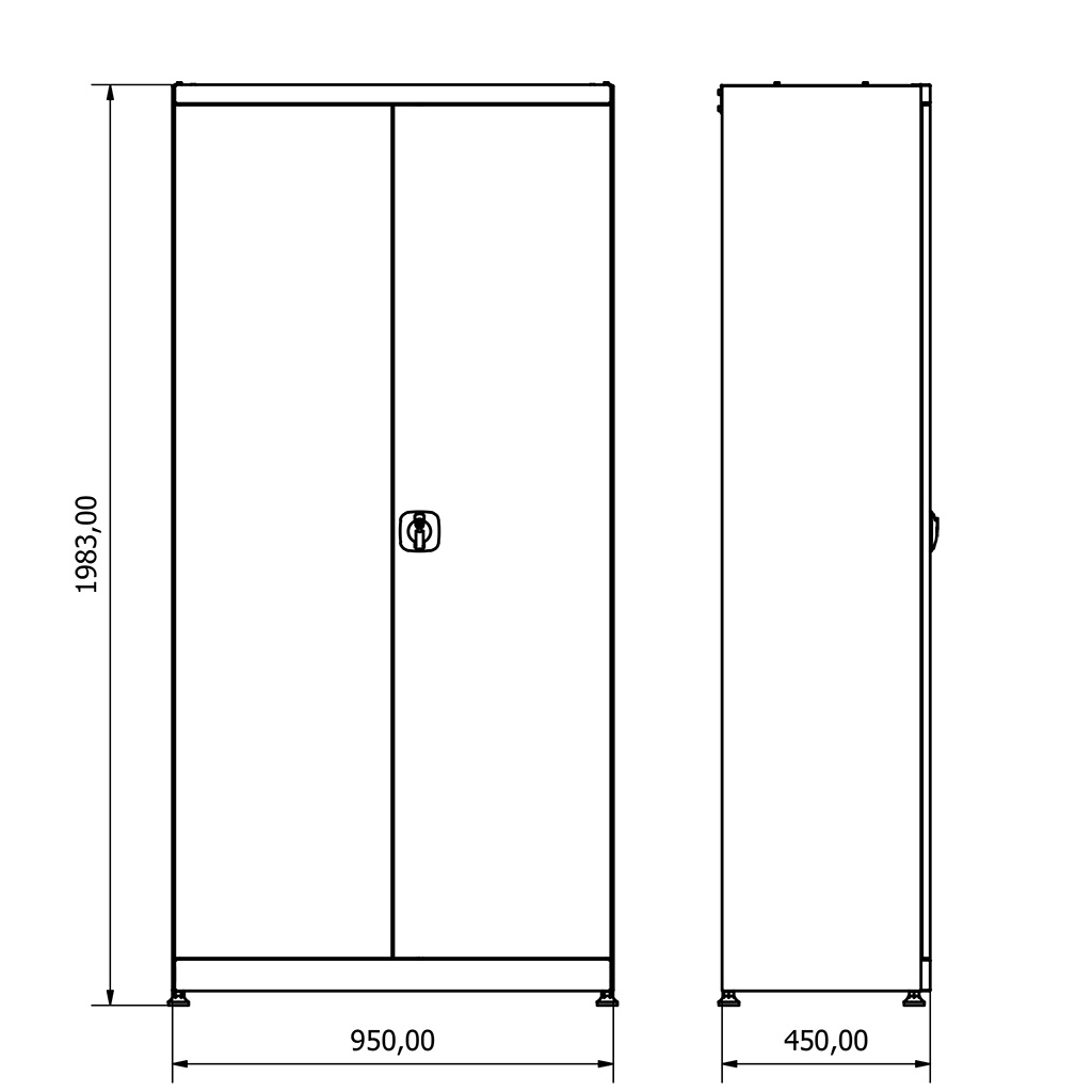 Metal tool cabinet 2 doors Incl. 2 drawers