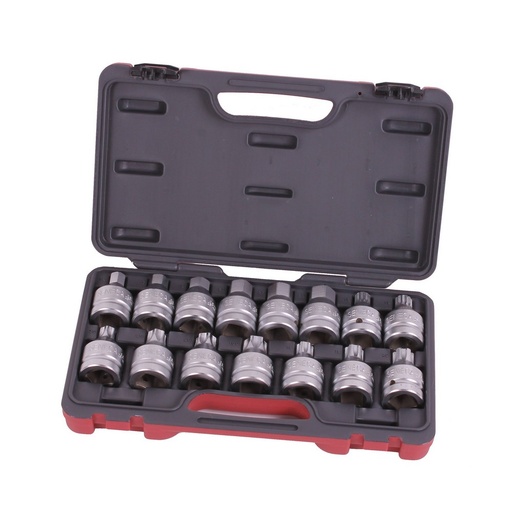 [SE83103] Bit socket set hexagon t-star spline ribe 3/4" 15 pieces professional