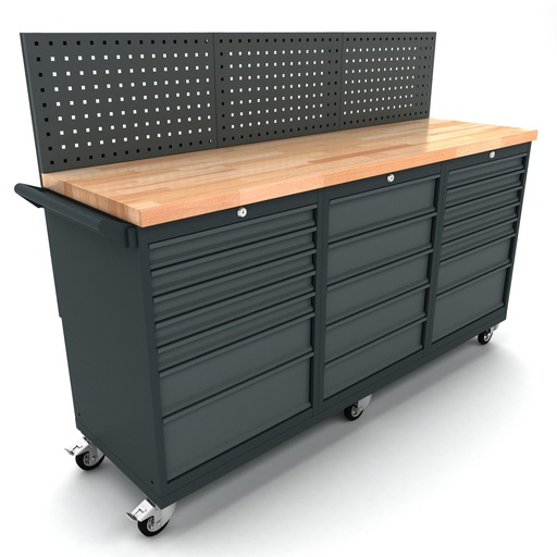 [WBG186M20] Workbench mobile 2x 7 and 1x 5 drawers cabinet incl. back panel